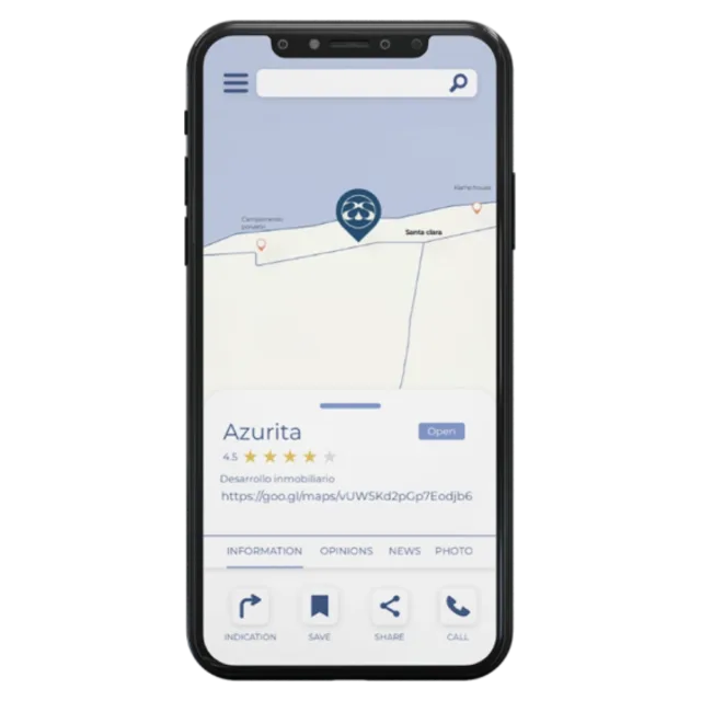 Mapa de Azurita en un teléfono