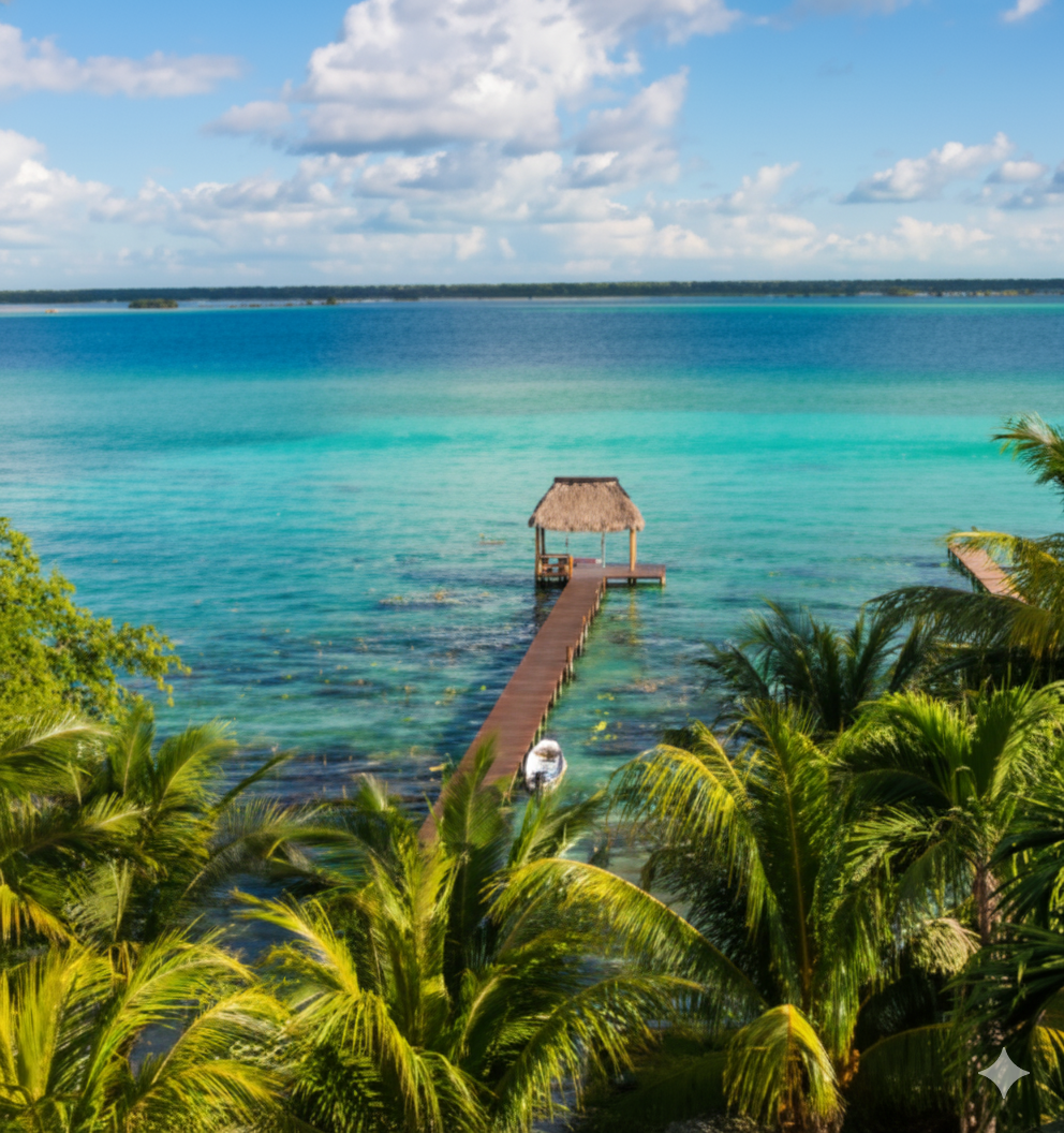 Muelle sobre agua turquesa
